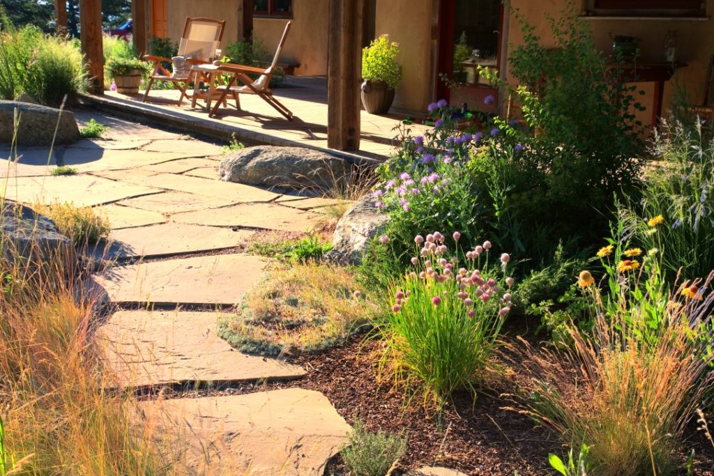 Photo looking towards porch with seats