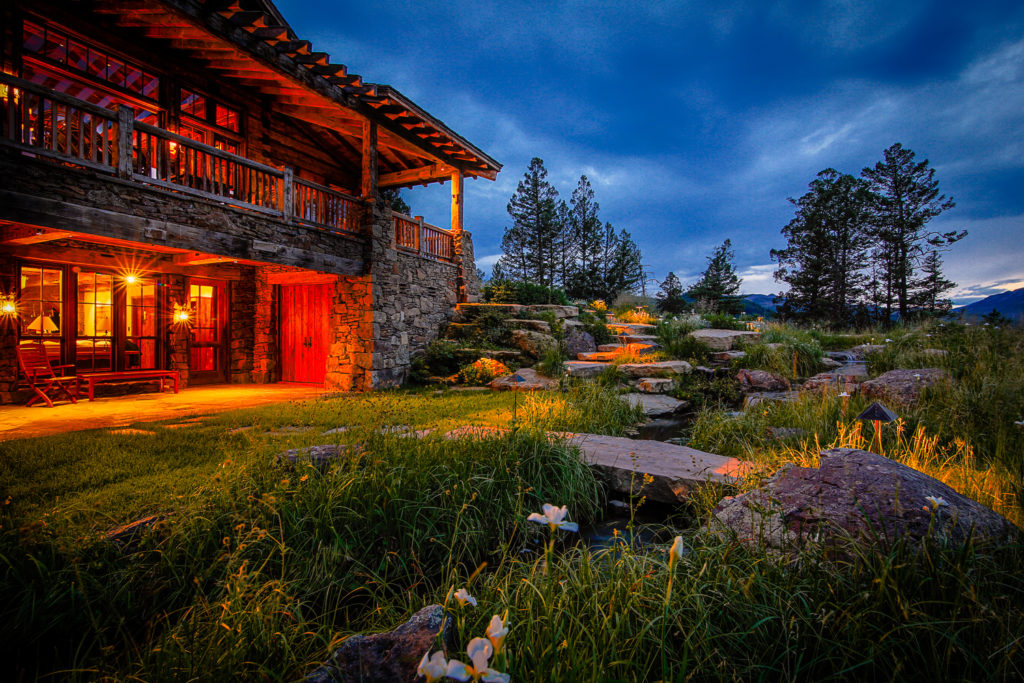 Photo of Great Horn Ranch house with rock and water features